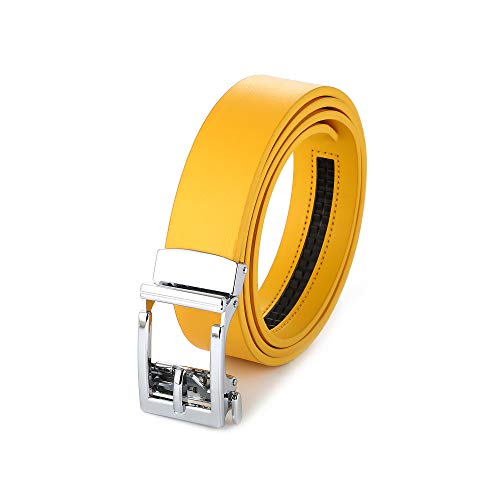 Image of Gelante Genuine Leather Ratchet Dress Belt With Automatic Sliding Buckle - Minimalistic Style-Trim to Fit