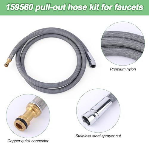 Ersatzschlauch für Küchenarmatur, 1,5 m Schlauch für Ausziehbaren Küchenspülhahn 159560 Ersatzschlauch kompatibel mit Moen von ausziehbarem Wasserhahn