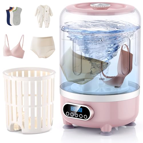Image of Portable Washing Machine and dryer Underwear Washer,Upgraded Portable Mini Washing Machine,Rechargeable Cordless portable washer, Laundry Cup for Bra, Underwear, Socks (3Lpink)