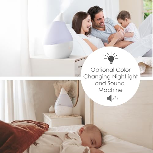 Crane 4-in-1 White Drop Ultrasonic Cool Mist Humidifier with Sound Machine, Night Light, Aroma Tray, 1 Gallon Top Fill White by Crane - Image 4