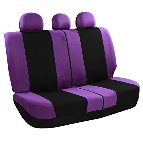 Image of FH Group Car Seat Covers Rear Set Cloth - Universal Fit Automotive Seat Covers, Low Back Front Seat Covers, Solid Back Seat Cover, Washable Car Seat Cover for SUV, Sedan and Van Purple
