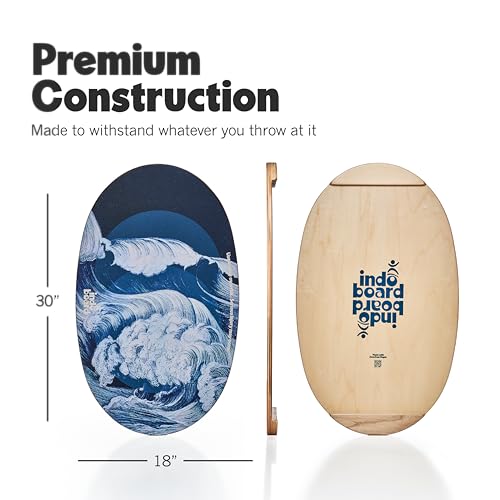 Image of The Original Indo Board - Balance Board Trainer for Core Strength, Stability & Athletic Performance - Surfing, Skateboarding, Snowboarding, Yoga, Physical Therapy & More. Includes Board and Roller.