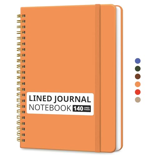 Image of Taja Lined Spiral Journal Notebook for Women & Men, 140 Pages, College Ruled Hardcover Notebook for Work & Note Taking, Journals for Writing, A5(5.7 inch x 7.9 inch) - Bright Orange