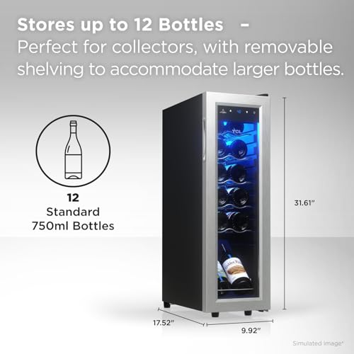 Image of TCL 12-Bottle Wine Cooler Mini Fridge with Glass Doors