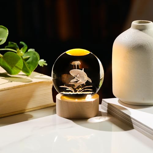 Image of 3D Crystal Ball Whale Shark Gifts for Women Men - Whale Shark Decor Paperweight Birthday Whale Gifts for Best Friend Daughter Keepsake Paperweight - Sea Decor Figurines Statues Home Decor