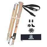 YOGOTO トレッキングポール 軽量 折りたたみ カーボン× 7075アルミ構造 登山用 伸縮 ストック 木目調デザイン 115-135cm調整 EVAグリップ 外ロック式 ハイキング ウォーキング 4種類の先端パーツ付き 収納バッグ付き（日本語説明書付）