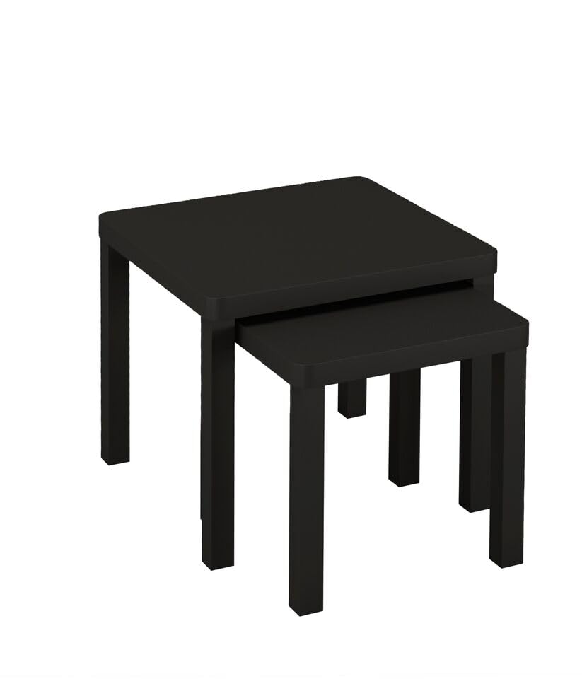 URBNLIVING Set of 2 Square Wooden Nesting Tables, Space-Saving Coffee and Side Tables for Living Room, Bedroom, or Office, Modern Stacking Design, Available in Multiple Finishes