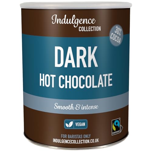Indulgence Collection Dark Hot Chocolate 2kg, 80 Servings – Fairtrade and Vegan Cocoa Powder – Rich and Velvety Drinking Chocolates, Perfect for Any Occasion