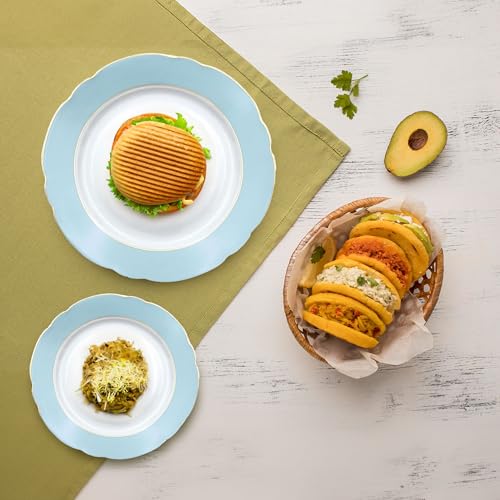 Gusto-Buono-Porcelain-12-Piece-Dinner-Set-6-Salad-Plates-75-6-Dinner-Plates-105-Light-Blue-Golden-Finish-Dinnerware-Italy-Design-Ideal-for-All-Occasions-Gift Gusto Buono Porcelain 12 Piece Dinner Set 6 Salad Plates 75 6 Dinner Plates 105 Light Blue Golden Finish Dinnerware Italy Design Ideal for All Occasions Gift