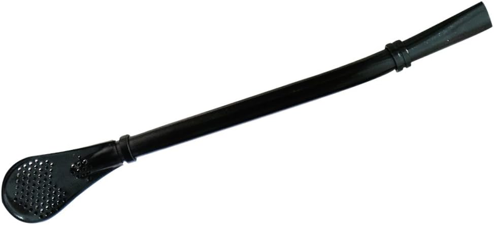 Bombilla Mate Straw, Tea Bombilla Gourd Drinking Filter Straws Stirrer 304 Food-Grade Stainless Steel Straw with 6.3" Length, 1 PCS (Black)