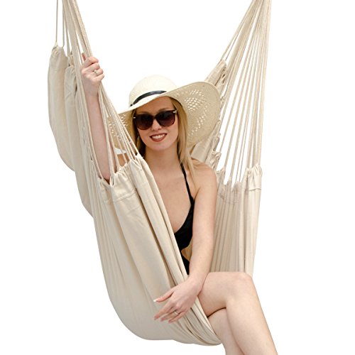 AMANKA XXL Hängesessel 185x130cm - Hängestuhl 360° Hängesitz - Schaukelsessel Creme - 4