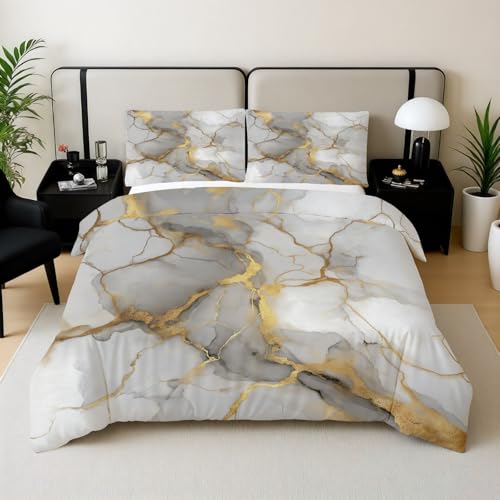 Housse de couette marbre fluide 3 pièces en microfibre douce avec fermeture éclair - 4