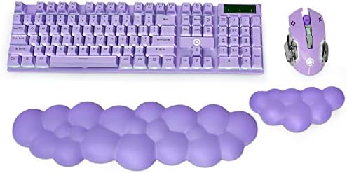 Keyboard Wrist Rest Pad, Ergonomic Cloud Wrist Rest for Keyboard and Mouse, Memory Foam Palm Rest, Mouse Wrist Rest - Ideal for Computers/Gaming/Office (Purple)