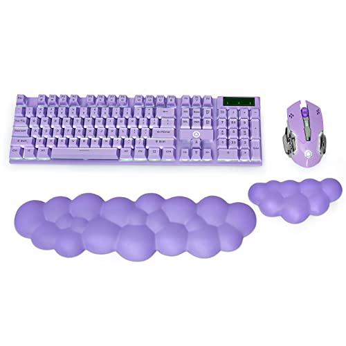 Keyboard Wrist Rest Pad, Ergonomic Cloud Wrist Rest For Keyboard And Mouse, Memory Foam Palm Rest, Mouse Wrist Rest - Ideal For Computers/Gaming/Office (Purple) #TOP1