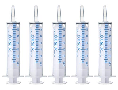 60ml Enteral Feeding Syringe Cath Tip 60cc Syringe REUSABLE Silicone O-ring Syringe Tube Feeding With Caps Craft and Garden Syringe Pet Feeding 5/pack