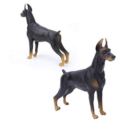 Réaliste Doberman Noir Modèle Animal Jouet, Figurine Simulée Solide Jouet Merveilleux Créature Collection Cadeau pour Enfants