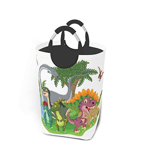 Wäschesack,Bunter Cartoon-Gruppen-Dinosaurier-Druck,Großer faltbarer Wäschekorb,zusammenklappbarer Wäschekorb,zusammenklappbarer