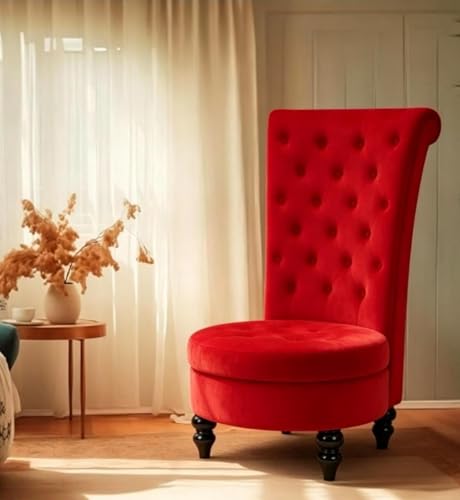 Sillón Royal Terciopelo Rojo Resistente miniatura 2