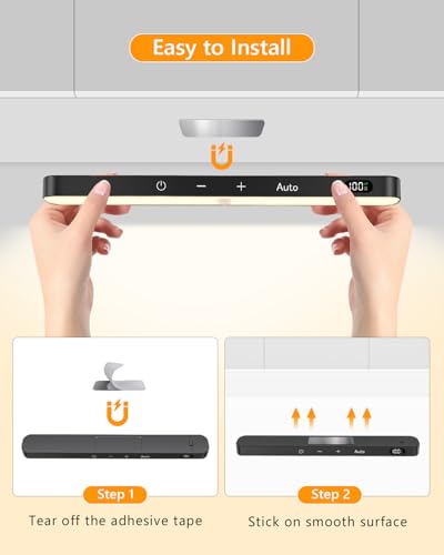Image of Ferswe Motion Sensor Light Indoor Rechargeable, Battery Level Display, 60 LED Motion Sensor Closet Lights, Dimmable Touch Control, Under Cabinet Lights for Kitchen, Closet, Cupboard(2 Pack)