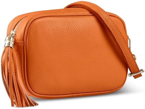 TAKEASY Italian Calf Leather Crossbody Bag for Women with Tassel ...