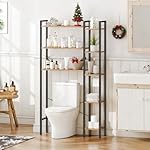 HOOBRO Over The Toilet Storage, 8-Tier Bathroom Organizer Over Toilet Shelf, Storage Rack Above Toilet Stand, Freestanding Space Saver, Toilet Paper Holder, Rustic Brown and Black BF86TS01 - Image 2