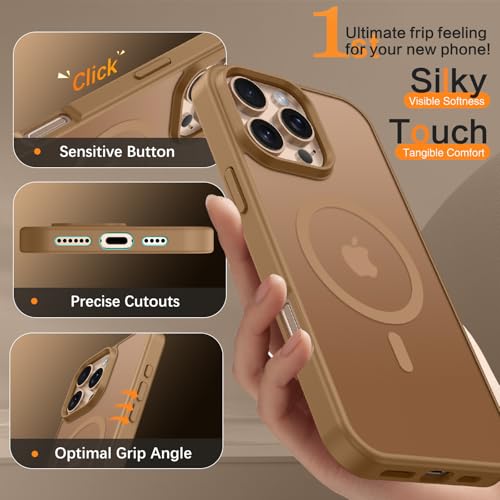 Image of BENTOBEN Magnetic for iPhone 16 Pro Max Case 6.9 inch, [Compatible with Magsafe] Cute Slim Frosted Matte Military Shockproof Protective Bumper Girl Men Phone Cover for iPhone 16 ProMax,Desert Titanium