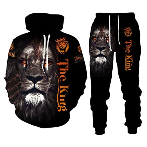 Ufehaho Lion King 3D Hoodie & Sweatshirt Set Big & Tall