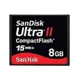 Sandisk CompactFlash Ultra II 8GB Flash Memory (8 GB, CompactFlash, 15 MB/s, 15 MB/s, schwarz)