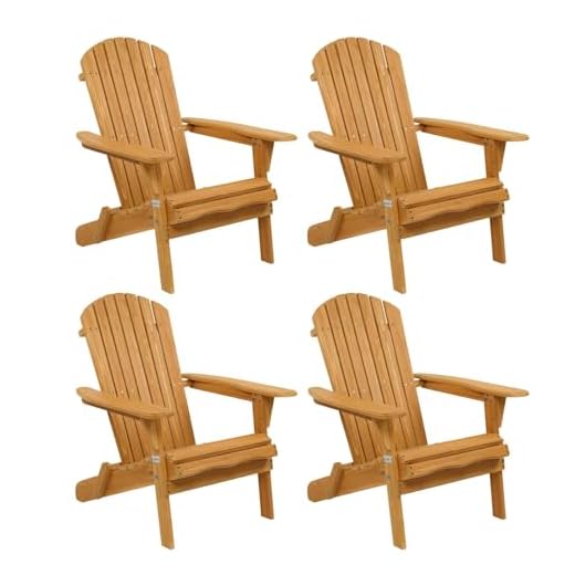 VINGLI Folding Adirondack Chairs Set of 4 Clearance Weather Resistant/Lawn Cheap Fire Pit Highwood Lounge Chairs-Patio Furniture Sets for Campfire, Bonfire