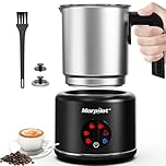 Montalatte Elettrico, Morpilot Milk Frother in Acciaio Inossidabile, 6 in 1 Funzione, Capacità 250ml Cappuccino o 500 ml Latte Caldo, Design Diviso, Nero