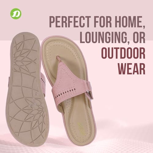 Image of DOCTOR EXTRA SOFT Women's Flat Memory Foam Slippers /Flip-Flops Fashion Stylish Casual Comfortable Diabetic Orthopedic Lightweight Synthetic Slip-On Sandals With Adjustable Strap For Girls D-608