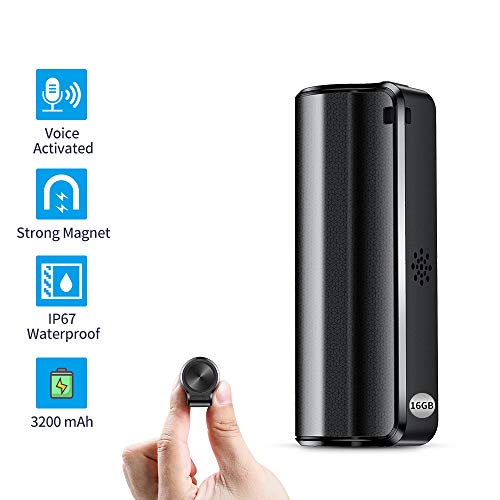 16GB Magnetic Mini Voice Activated Recorder, 3200mAh - 19Days Battery Recording Time, Micro