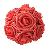 Coral Wedding Flowers Artificial Foam Roses Fake Flowers Crafting for Wedding Centerpieces Flower Balls 50 Flowers