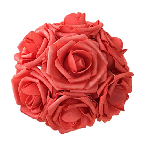 Coral Wedding Flowers Artificial Foam Roses Fake Flowers Crafting for Wedding Centerpieces Flower Balls 50 Flowers