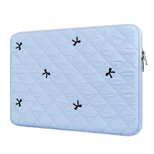 BAAGOAZ 15-16 Inch Laptop Sleeve, Soft Protective Case with Embroidered Bows, Slim Lightweight Bag Specially Compatible with 15/16 Inch MacBook, Fits Some 15.6 PC Notebook Chromebook, Blue