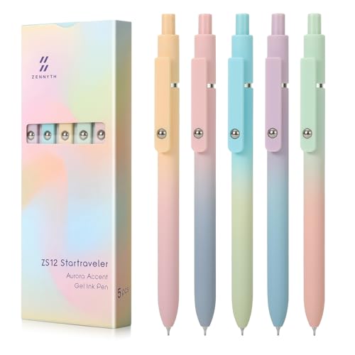 FIOVER 5pcs Gel Pens Black Ink Medium Point 0.7mm Pens Smooth Writing High-End Series Cute Ballpoint for Journaling Note Taking, Office School Supplies Gifts for Women and Men