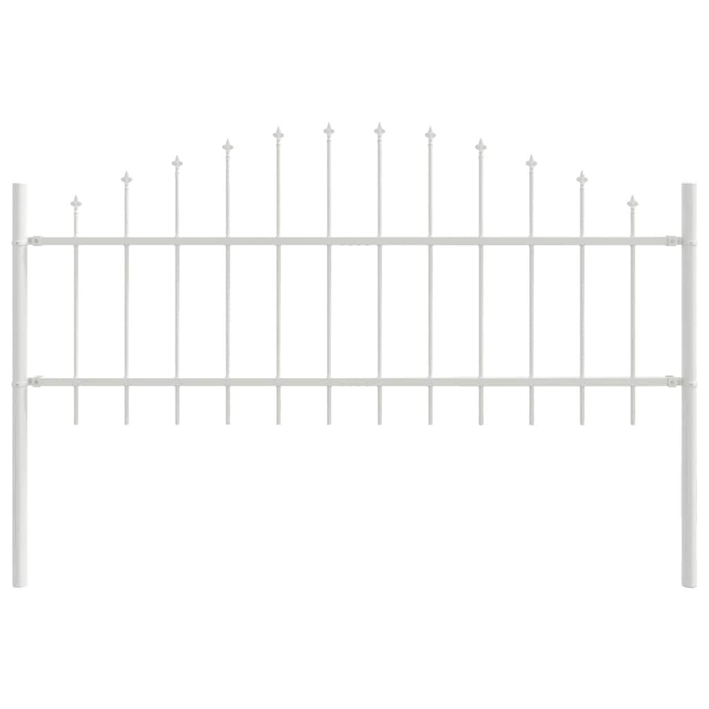 Garden Fence 5 Pcs White Powder-Coated Steel 170 x 115 cm Water-Resistant Outdoor Decorative Border for Spring Summer Yard Lawn Terrace