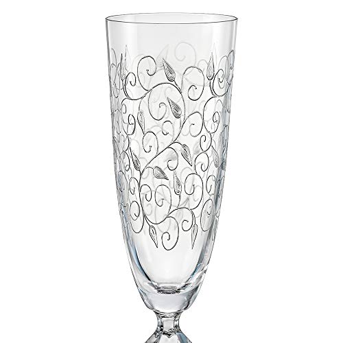 Jogo de Taças para Champanhe em Cristal Ecológico, Elizabeth Decorada, A26,5cm, 6 Peças, 200ml, Bohe