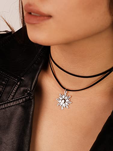 Sacina Gothic Boho Layered Sun Choker Necklace, Black Choker, Boho Choker, Gothic Choker, Boho Choker Necklace, Halloween Christmas New Year Jewelry Gift For Women #TOP2