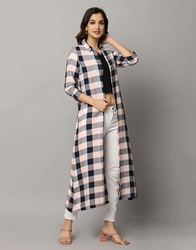 Image of Checks Collared Neck Slim Fit Shrug