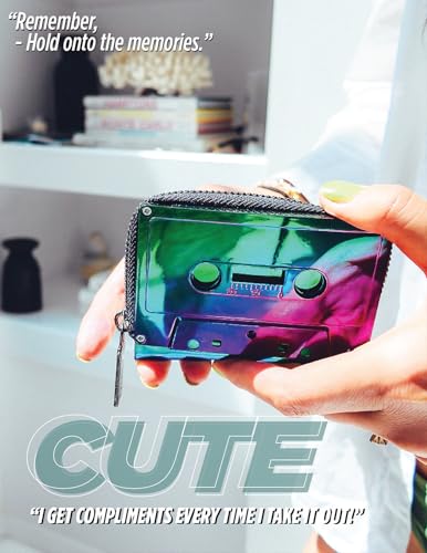 Cassette Tape Wallet Fun Wallets for Women | 80s Retro Cassette Wallet | Funky Wallet 4 Gen-X Gift | Use: Compact Credit Card Holder, Funny Wallet, Novelty Wallet, Kawaii Wallet | Rainbow2