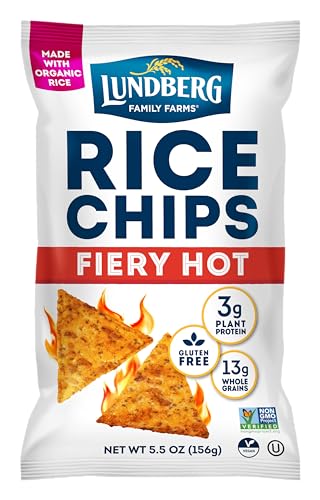Lundberg Rice Chips, Fiery Hot, 5.5oz, Gluten-Free, Kosher, Non-GMO Verified, Whole Grain Brown Rice - image 1