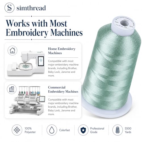 Image of Simthread 5000M 40WT Polyester Embroidery Thread, Sea Crest 542 | 5000M 40WT polyester thread feeds smoothly for machine embroidery, monograms, logos, patches and quilting.