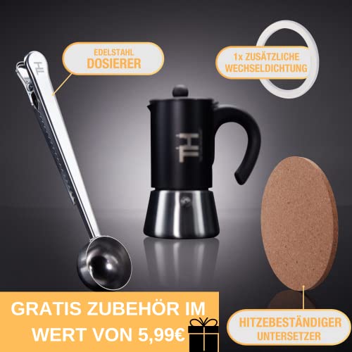 Espressokocher Thiru für Induktion 4 Tassen aus Edelstahl