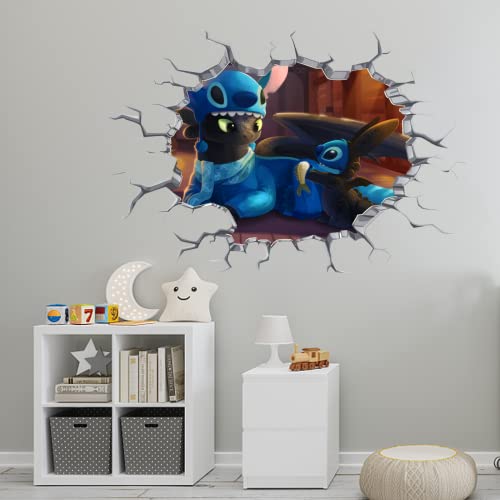 Stitch Wall Decals Cute Waterproof Graphic Sticker Mural Bedroom Bathroom Living Room Nursery Art Design Self-Adhesive Vinyl Wall Decoration Gift Supplies (15.7"X23.6") #TOP3