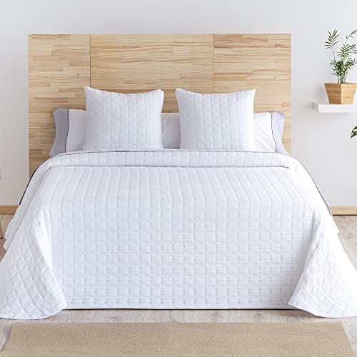 B BARCELOHOGAR Colcha Jacquard Lucas - 01 Blanco, 180 cm