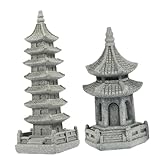 ibasenice 2 Stück Miniatur Pagoden Statue Teiliges Steinmaterial Langlebige Garten und...