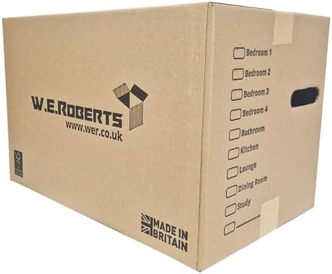 W.E. Roberts 25 Large Strong Cardboard House Moving Boxes With Carry Handles And Room List Removal Packing Boxes Boxes For Moving~5055620023736 01c Mp - View #3