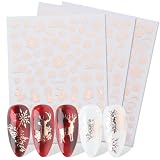 9 Nail Art Stickers Calcomanías 3D Pegatinas Uñas Navidad, Hojas Adhesivas Nail Art Pegatinas Christmas Nail Stickers Decorativas para Navidad y Año Nuevo Tema Nail Art Decoration(Oro rosa)