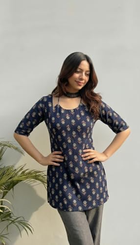 Image of ANNI Designer Cotton Short Kurti for Women | Stylish Kurti | Short Kurti Top | Casual Kurta for Women | Comfortable Cotton Kurtis for Womens